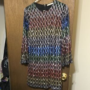 Alice + Olivia Black and Multicolor Sequin dress